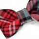 Men College Red, black and grey plaid bowtie Baby, toddler boys tie Kids Clip-On Bow Tie