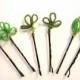 Green Bead Flower Bobbie Pins, Green Hair Pins, Beaded Bobby Pins, Summer Wedding, Green Bobbie Pins, Bead Bobby Pins, Spring Greens