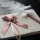 Wedding Guest Book   ostrich feather Pen Dusty rose color  Ring Bearer Pillow  Bridal Garter Set  Unity candles Set  Mauve Sign in Book - $28.00 USD