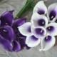 Royal Purple Picasso Calla Lilies Real Touch Flowers For Silk Wedding Bouquets, Centerpieces, Wedding Decorations