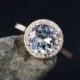 Brilliant Blue Aquamarine Engagement Ring – Halo Diamond Ring - Something Blue