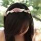 rustic pink paper flower headband - wedding hairband - pink wedding crown - pastel flower crown - flower headband adult