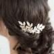 Gold Leaf Hair Comb, Bridal Hair Comb, Wedding Hair Accessory