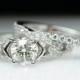 Beautiful .99ctw Vintage Style Solitaire Diamond Engagement Ring & Wedding Band 14k White Gold