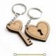 Wooden Heart style Couple Keychain/ Lover Keychain/ Couple Key and Lock Keychain/  Heart Keychain for bride and Groom / Custom keychains