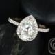 Toni 10x7mm 14kt Rose Gold Pear FB Moissanite and Diamonds Non-Cathedral Engagement Ring