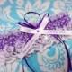 Purple  Wedding Garter , beautiful Personalized purple satin and Ivory (or white) Lace with heart - Gift boxed