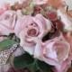Silk Flowers Bridal Bouquet, Rose Bouquet, Shabby Chic