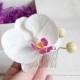 Floral orchid hair comb, Orchid hair pin, White hair comb, Floral headpiece, Flower accessories, Bridal haircomb, Floral hair pins, - $15.00 USD