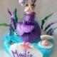 Mermaid cake topper, Girl cake topper, Mermaid birthday decoration, Under the Sea, Purple mermaid centerpiece, keepsake cake topper