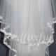 Bridal Veil 2T Elbow Lace applique edge Wedding veil Light ivory Wedding Accessories With comb