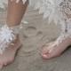 Beach wedding Barefoot Sandals İvory Wedding Barefoot Sandals, Lace Barefoot Sandals, Bridal Lace Shoes, Floral Shoes, Anklet, Bridesmaid - $29.90 USD