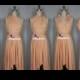 Multiway asymmetrical Front and Back High and Low Knee length Infinity Dress Pearl Peach Color Bridesmaid Dresses