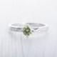 Natural Peridot Solitaire engagement ring - available in white gold or sterling silver - handmade engagement ring - wedding ring
