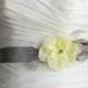 Bridal Sash, Wedding Sash Belt, Bridal Accessories, Yellow on Gray Feather Bridal Belt Wedding Sash