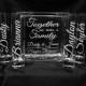 Family Blended Unity Sand Ceremony Glass Containers - Glass Block with Together we make a Family - Personalized - Side vessels - White