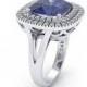 Blue Sapphire Engagement Ring Diamond Halo Sapphire Ring Custom Wedding Jewelry 14K 18K Gold