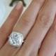 60% off 5 ctw Cushion Ring, Halo Engagement Ring, Man Made Diamond Simulants, Bridal Filigree Ring, Art Deco Wedding Ring, Sterling Silver