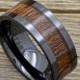 Men's Koa Wood Wedding Band Black Ceramic 9mm Comfort fit Ring Sizes 8-15