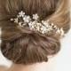 Rose Gold Bridal Comb, Pearl and Crystal Comb, Gold Wedding Hair Accessory, Silver Comb