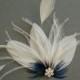 Fascinator Feather Bridal Hair Clip Wedding Hair Accessories bridesmaid gift shower facinator WHITE BLUE