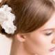 Wedding Flower Hair Piece - Bridal Hair Piece Floral - Wedding Headpiece - Bridal Headpiece with Lace and Rhinestone - Flower Hair Comb