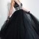 Atemberaubende schwarze Tüll Ball Kleid Prom Kleid mit Neckholder-Trägern - Festliche Kleider 