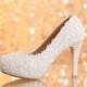 Elegant White Floral Lace Pearls Women Wedding Shoes