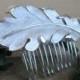 Silver Feather Hair Comb Bridal Hairpiece