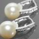 Bridal Pearl Earrings Pearl CZ Leverback Wedding Earrings Swarovski 10mm Ivory Pearl Silver Earrings Bridal Pearl Earring Bridesmaid Jewelry - $27.50 USD