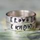 I Love You - I Know - Pair of Sterling Silver His and Hers Wedding Bands 
