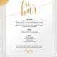 Gold Bar menu wedding - Bar menu sign - Drinks Sign - Bar menu printable - Gold wedding printable - Downloadable wedding signs #WDH0229