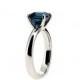 Platinum engagement ring with emerald cut London blue topaz, teal engagement, solitaire, unique, square topaz ring, blue engagement, custom