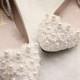 Wedding Lace White Bead Pearl Flower Bridals Flat Shoes