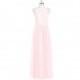 Blushing_pink Azazie Mallory - Floor Length Tulle And Lace Back Zip V Neck Dress - Cheap Gorgeous Bridesmaids Store