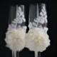 Wedding Glasses for Champagne  Ivory Champagne Flutes   Flower girl Basket & ivory Ring Bearer Pillow / Lace Ring Bearer   Ivory Guest Book - $39.00 USD