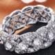 Art Deco Vintage Rhinestone Bridal Bracelet Stretch Silver