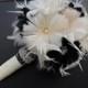 Feather Wedding Bouquet,Bridal Bouquet,Gatsby Wedding,Brooch Bouquet,Black & White Bouquet,Vintage Style Wedding Bouquet,Alternative Bouquet