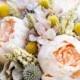 Peach peony country meadow bridal bouquet