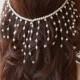 Pearl Wedding Headpiece, Bridal Head Chain, Pearl Hair Jewelry, Pearl Wedding Headband, Bridal Hair Accessory - $49.00 USD