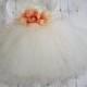Vintage Girls Ivory and peach, vintage, lace handmade tutu dress for flower girls, baptism,  newborn photoprop ,easter dress
