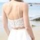 SALE Boho Lace crop top and Podanch Pleated skirt with pockets, chic Bohemian Wedding Dress, Beach wedding dress