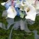 White Calla Lily and Blue Hydrangea Bridal Bouquet, Wedding Flowers for a bride, FFT design