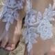 White Lace Barefoot Sandals Beach wedding Barefoot Sandals Lace Barefoot Sandals, Bridal Lace Shoes Foot Jewelry Bridesmaid Sandals, Anklet - $29.90 USD