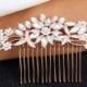 Rose Gold Wedding Hair Piece Crystal Clips
