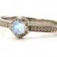 Faceted Moonstone Solitaire - 14k Palladium White Gold Engagement Ring