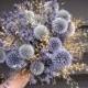 Rustic Dried Light Blue Wedding Bouquet, Bridal Dried Flowers, Bridesmaids Field Bouquets, Lavender and Blue Globe Thistle Bridal Bouquet