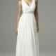 Simple V Neck Chiffon A line Sleeveless Floor Length Evening Dress With Pleats - Compelling Wedding Dresses