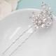 Swarovski crystal pearl wedding hair pin, bridal hair accessories, pearl rhinestone hairpin, bridal hair pearl, silver hair pin 254707506
