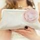 Dusty pink purse Pastel bridesmaid clutch Wedding bag Silver kisslock frame Romantic Spring Party Made in England UK Europe
